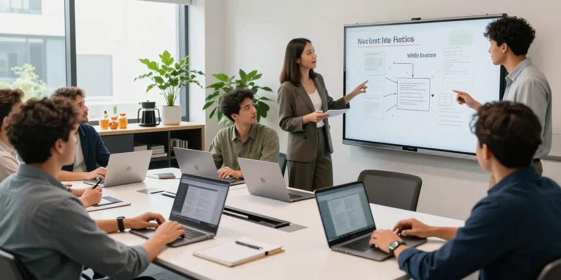 A diverse team collaborating on innovative australian web hosting strategies in a bright office.
