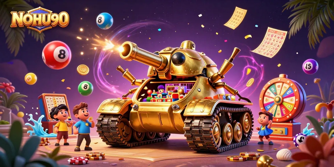 Engage with NOHU90's vibrant casino adventures featuring a golden beetle tank and dynamic game elements.