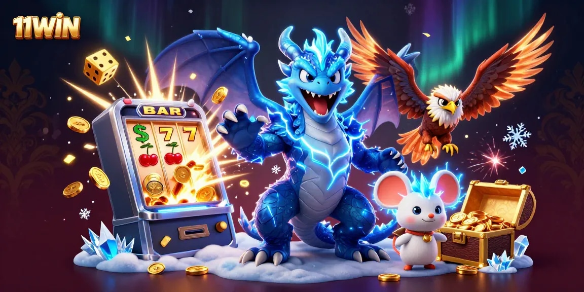 Play exciting slot games at 11WIN, featuring a thrilling jackpot explosion scene.