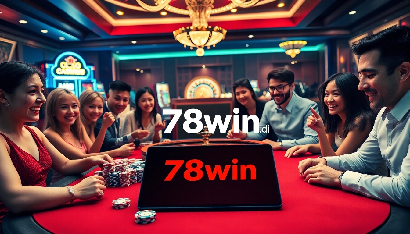 Players enjoying games at 78win.id, showcasing excitement and luxury in a casino environment.