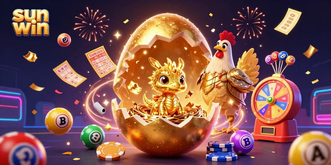 Experience big wins with sun win, featuring a golden dragon and dynamic lottery elements.