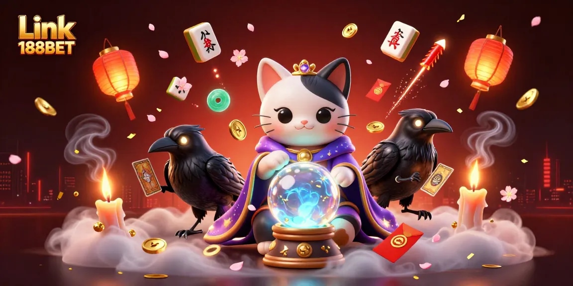 Experience the magic of Link 188BET with this vibrant, dynamic casino-themed illustration.