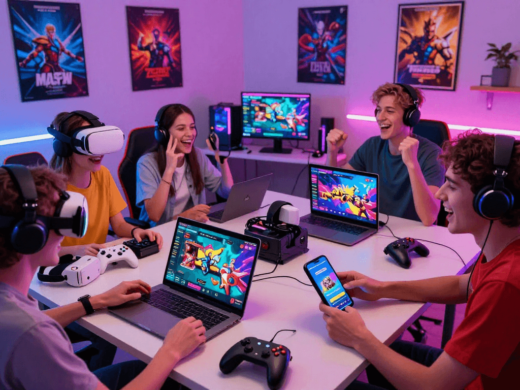 Engaging players exploring sex games online in a vibrant gaming room.