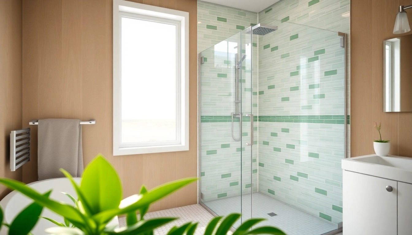 Explore a modern shower design from sunny shower usa inc featuring sleek glass doors and vibrant tiles.