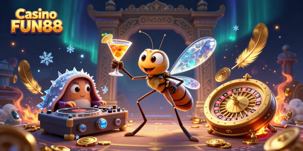 Experience thrilling gameplay at Casino FUN88 with exciting golden roulette and vibrant characters.
