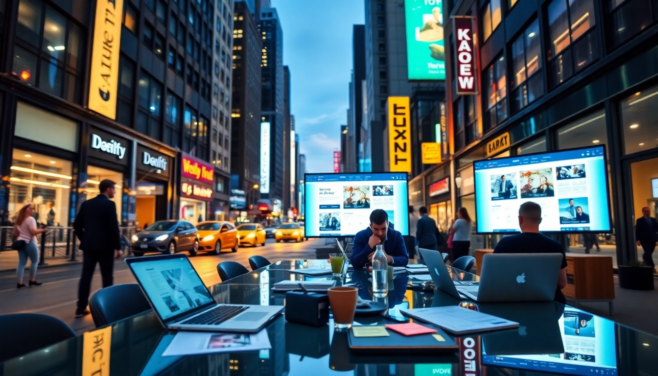 NYC web design company team collaborating on innovative web projects in a modern office.
