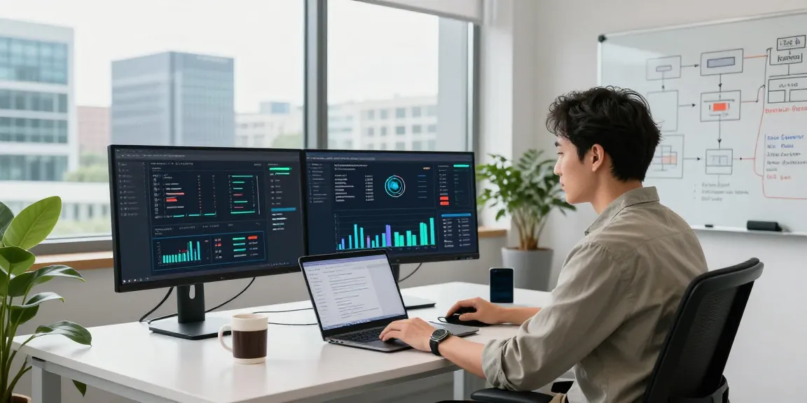Waygrid solutions engineer analyzing API traffic data at an innovative workspace, showcasing advanced technology and collaboration.