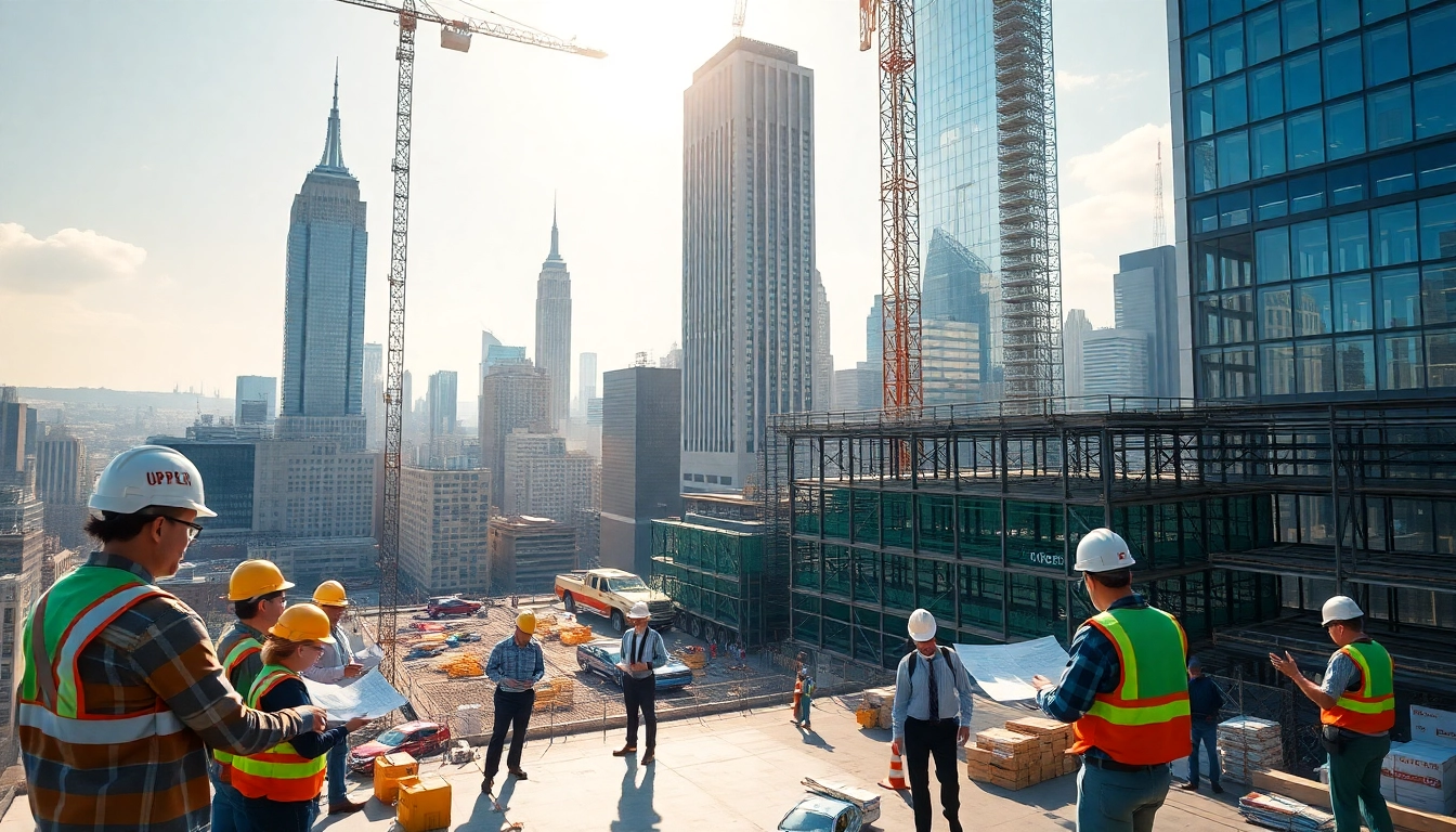 New York City Commercial General Contractor team collaborating at a dynamic construction site.