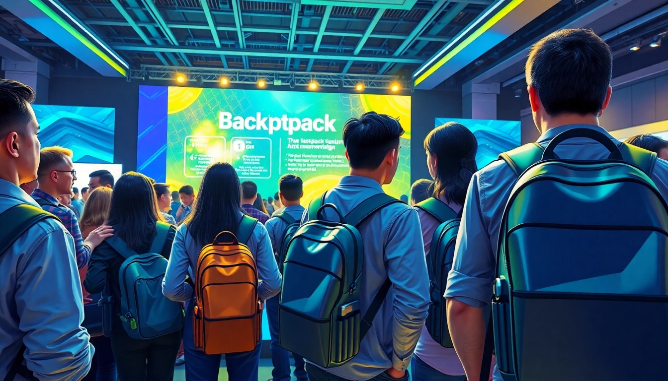 Showcasing Backpack TGE features during an engaging technology event.