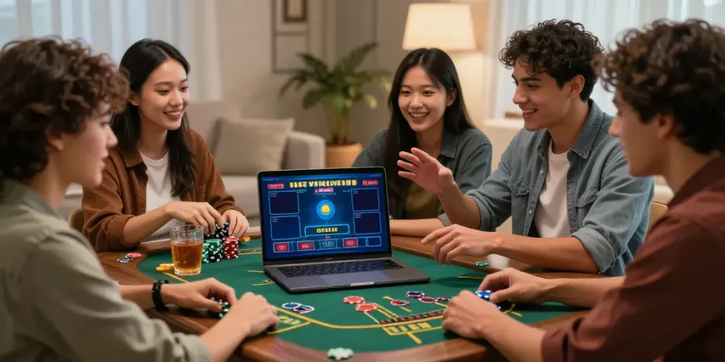 Exciting online gambling with friends at home featuring vin88 casino experience.