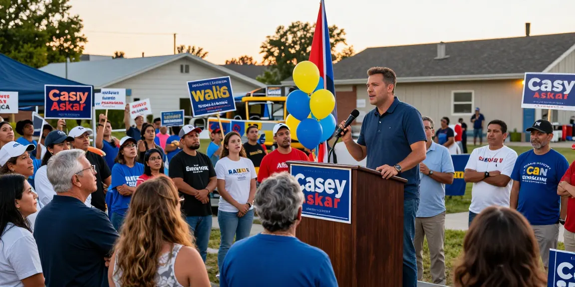 Casey Askar campaigning at a community event, connecting with voters.