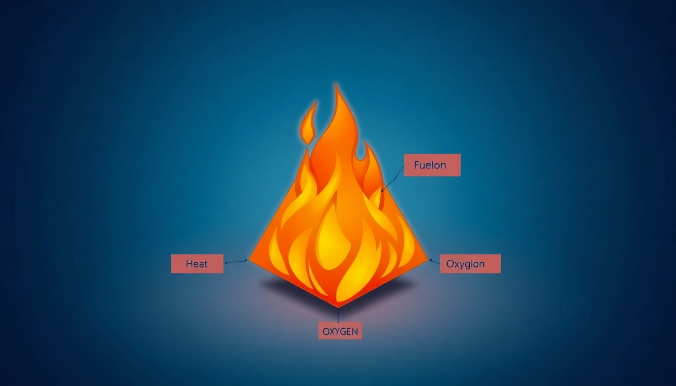 Visual representation of fire tetrahedron displaying its four core elements clearly.
