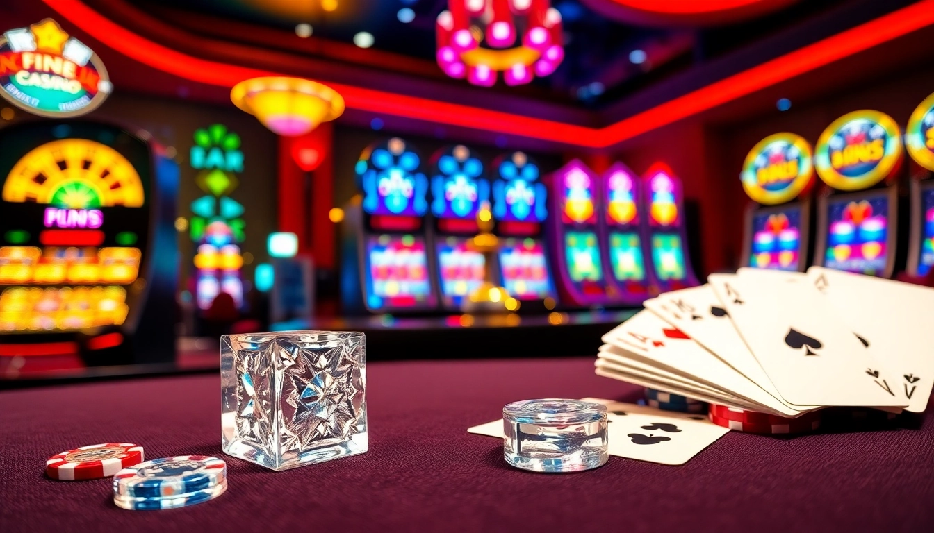 This image captures the excitement at KJC, showcasing luxurious gambling elements like poker chips and a roulette wheel.