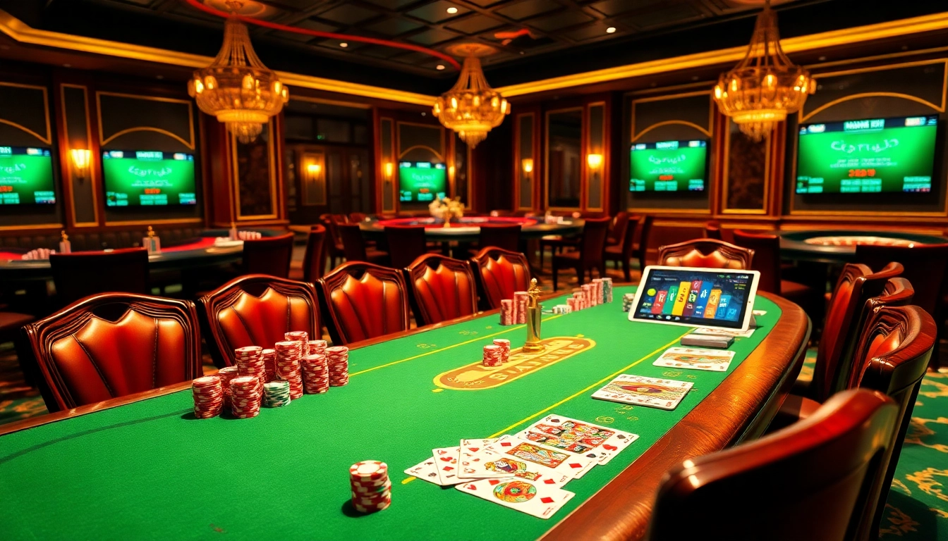 Engage with thrilling online poker at nbet net, featuring vibrant chips, cards, and casino ambiance.