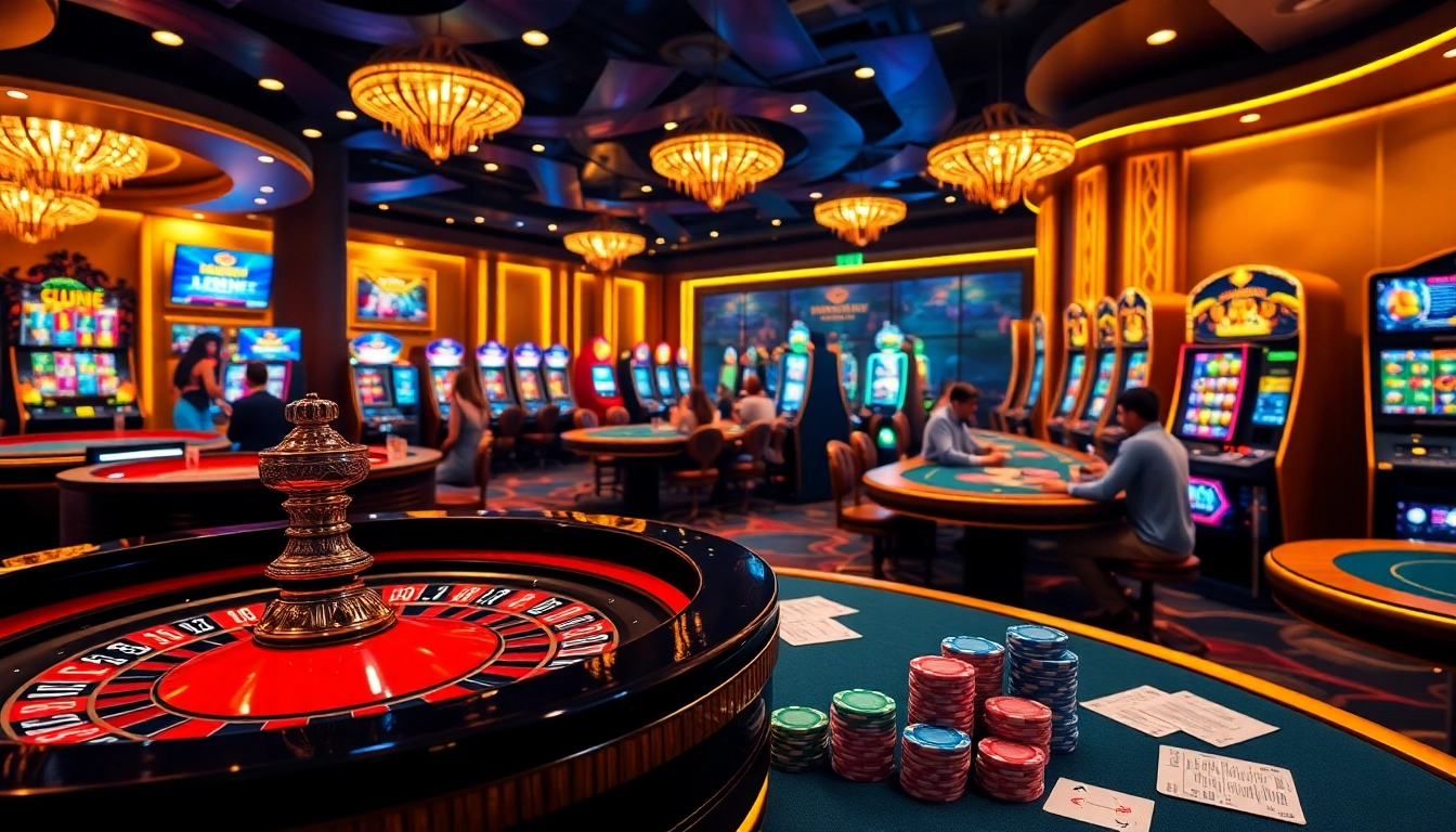 Players enjoying a thrilling game night at PG88 casino, showcasing excitement and luxury.