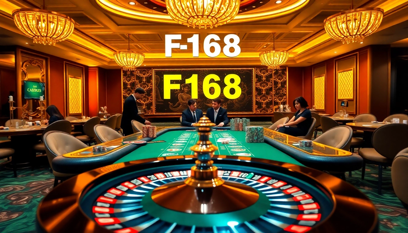Players engaged in a high-stakes poker game at F168 casino, showcasing excitement and strategy.