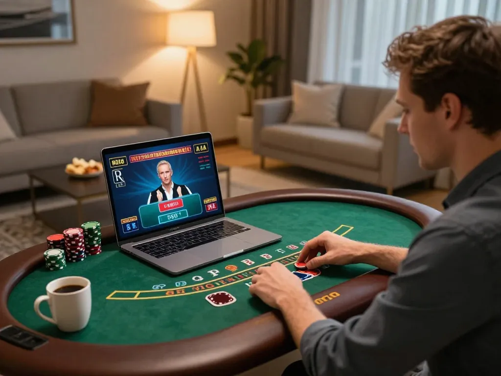 Engaged player experiencing live dealer games at TG88 online casino.
