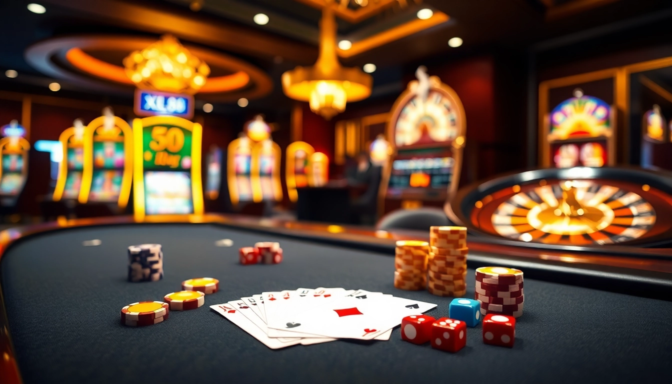 Experience thrilling gameplay at XX88 casino with vibrant tables and exciting gambling props.