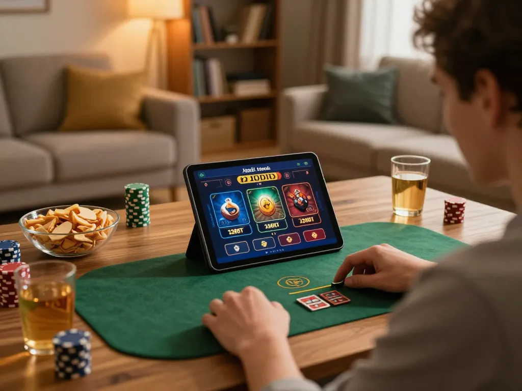 Người chơi lập chiến lược trên nền tảng trực tuyến 12bet trong một không gian ấm cúng tại nhà.