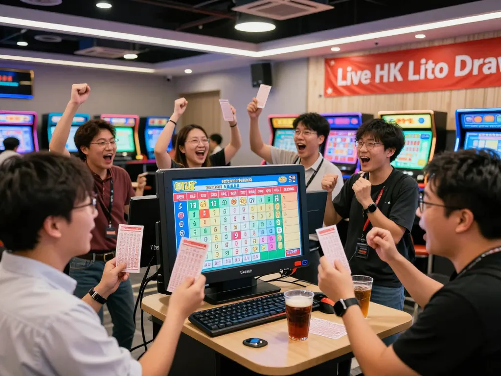 Pemain yang bersemangat menyaksikan hasil HK Lotto secara langsung di ruang permainan yang meriah.