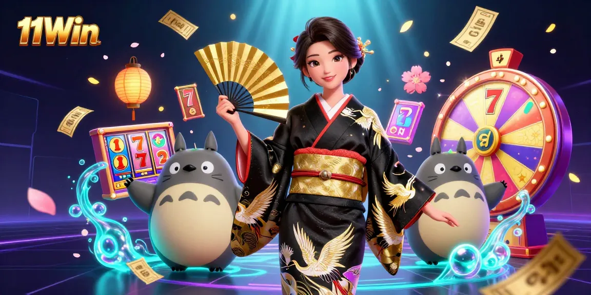 Engage with 11Win's exciting slots experience in a lively 3D casino scene.