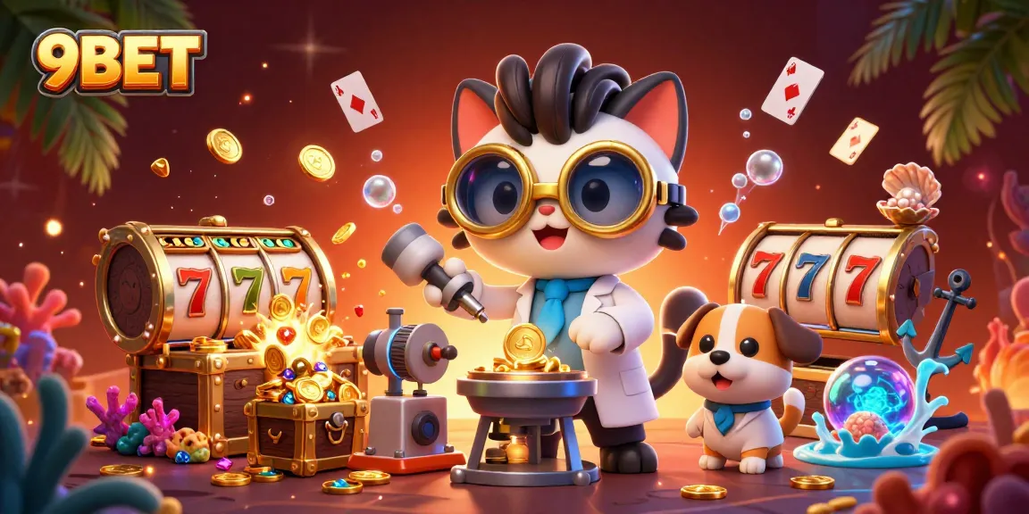 Experience winning excitement at 9BET with vibrant slot symbols and thrilling casino elements.