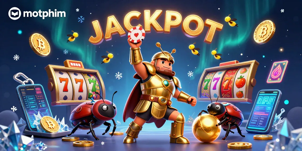 Spin the reels of 'motphim' slots and feel the jackpot excitement in this vivid illustration!