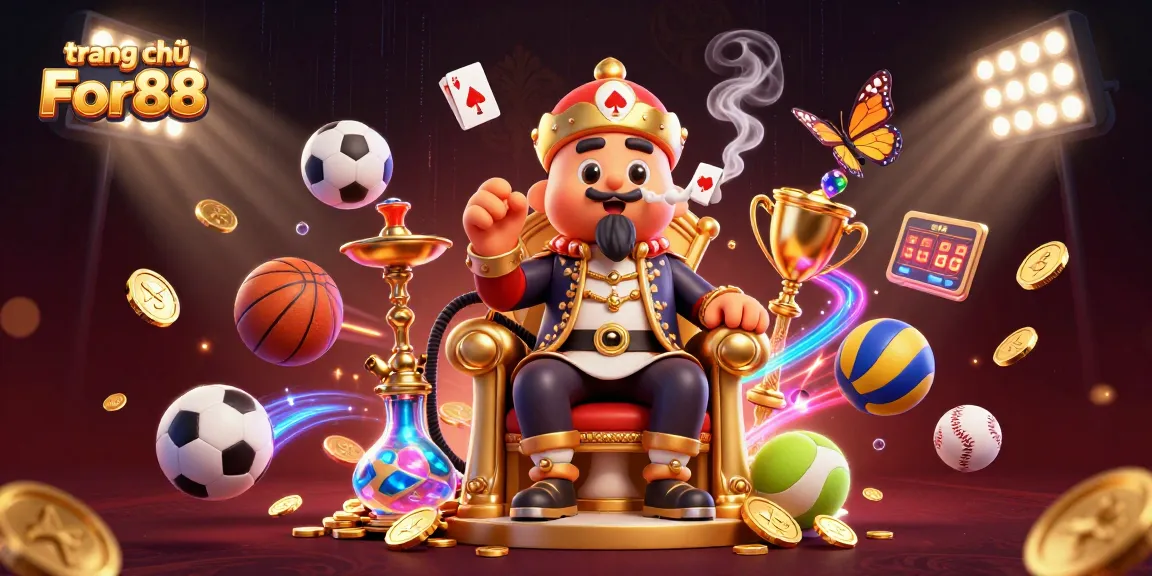 Experience the thrill of trang chủ For88 with vibrant 3D casino elements showcasing exciting action.