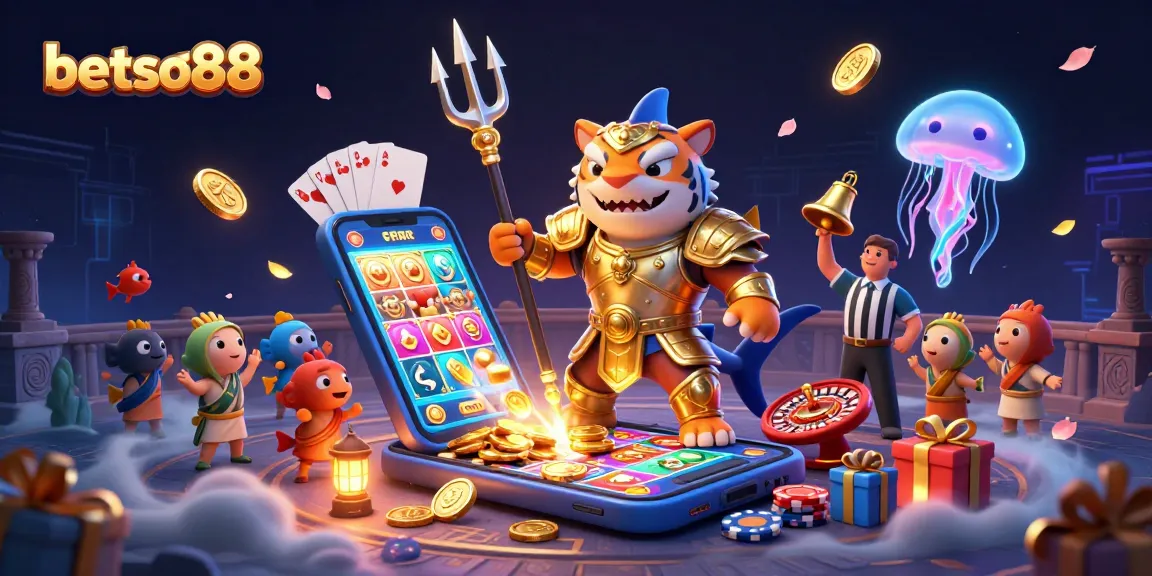 Experience thrilling gaming action with betso88 as the tiger shark leads an underwater casino adventure, showcasing vibrant slot games.