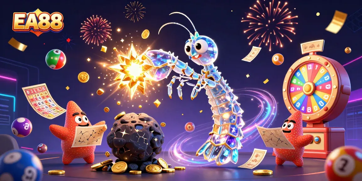 Experience exciting gameplay at EA88 with dynamic lottery elements and vibrant 3D casino visuals.