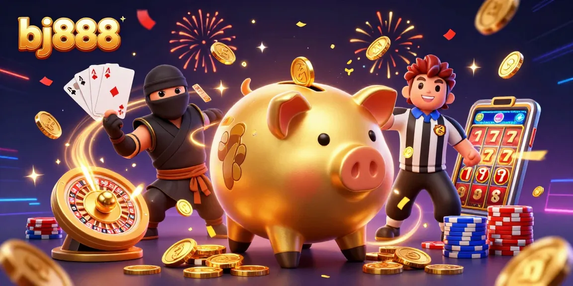 Experience thrilling gameplay with bj888’s dynamic casino scene featuring energetic characters and vibrant effects.