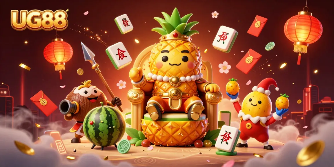 Experience the excitement of UG88 with vibrant characters and casino elements in a lively illustration.