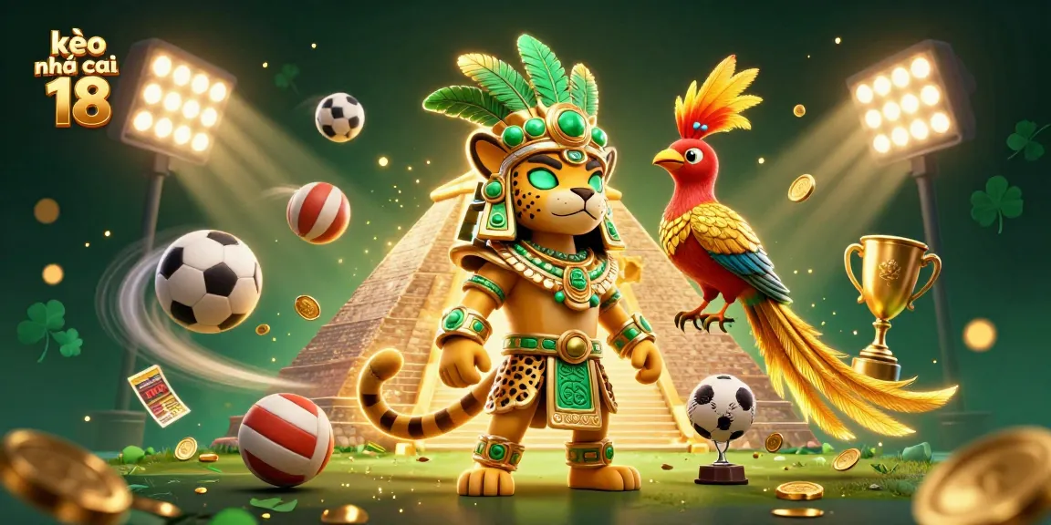 Engage in kèo nhà cái 18 sports betting with dynamic 3D illustration showcasing jaguar priest and sports elements.