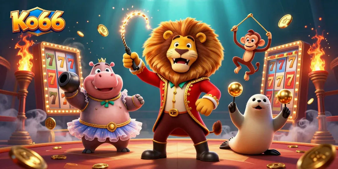 Experience thrilling gameplay with Ko66 featuring vibrant slot reels and dynamic characters.