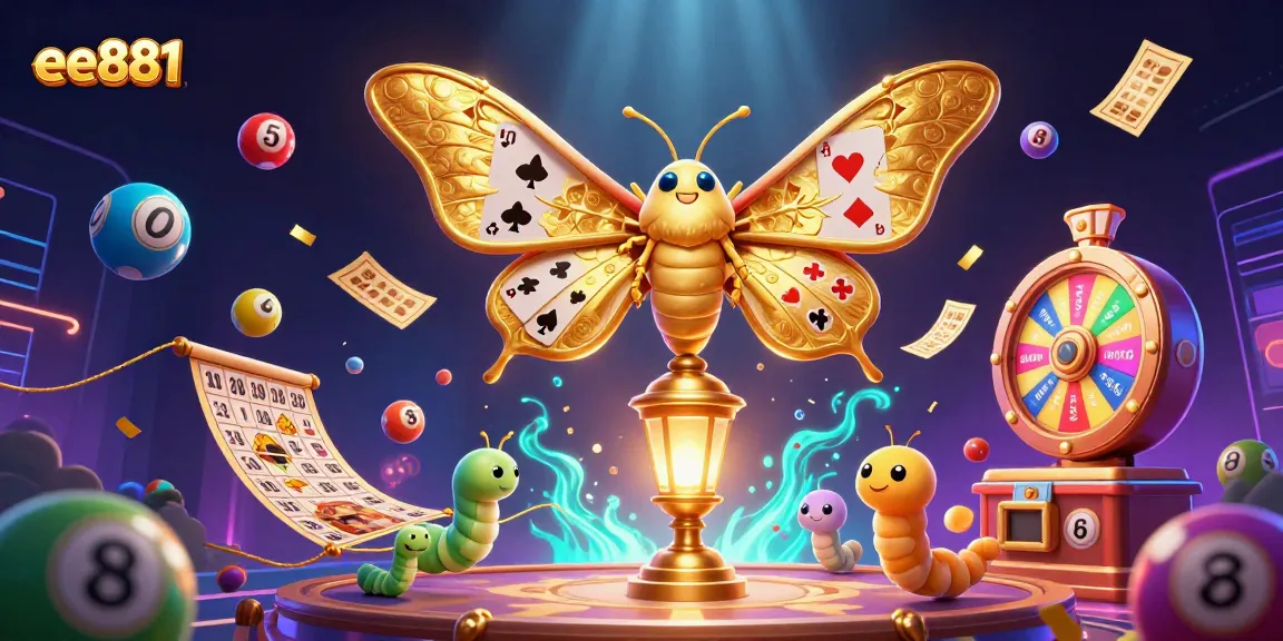 Experience excitement with ee881's captivating golden moth and dynamic lottery elements.