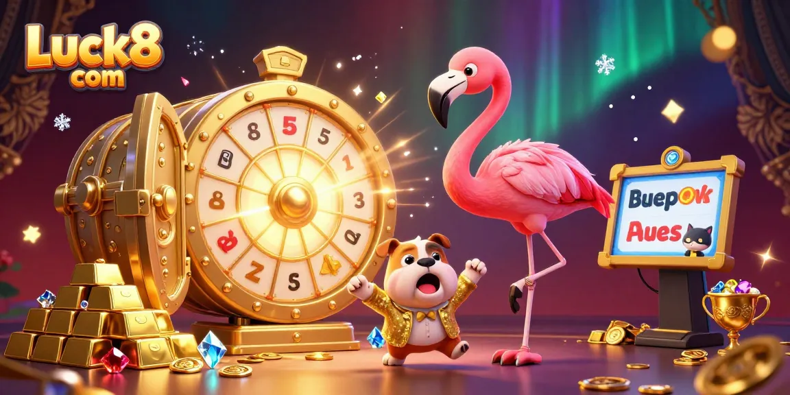Experience thrilling winnings at Luck8 com while spinning the prize wheel with colorful gems and gold.