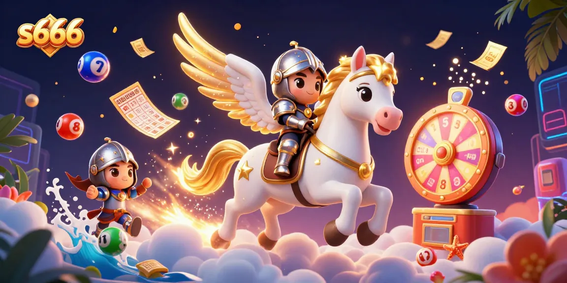 Join the action with s666 in this vibrant, dynamic illustration of lottery excitement.