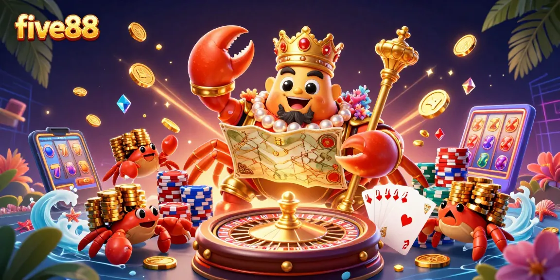 Engage with five88 and experience thrilling casino action featuring a golden crab emperor amidst vibrant gameplay.