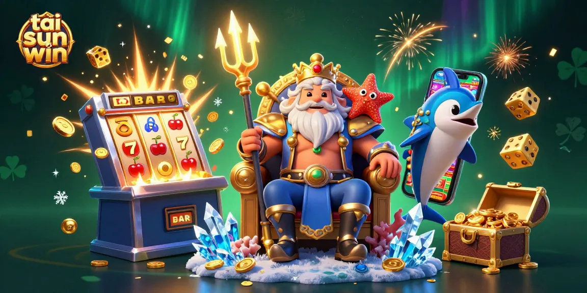 Win big with tải sun win at a vibrant casino-themed 3D illustration featuring Neptune and jackpots.