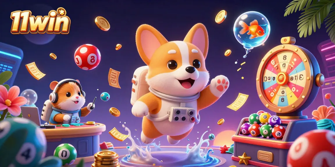 11win illustrates a thrilling space casino scene with vibrant characters and dynamic gambling elements.