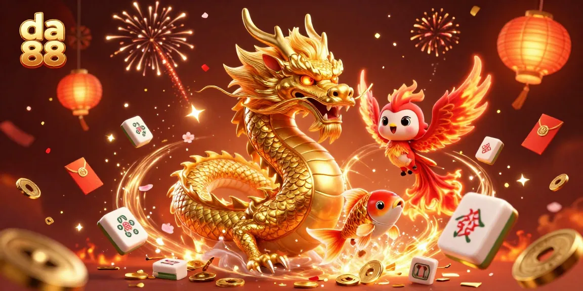 Experience thrilling gameplay at da 88 with fierce dragon and phoenix in a vibrant casino setting
